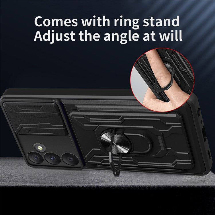 For Samsung Galaxy A55 5G Case PC+TPU Kickstand Phone Back Cover with Camera Slider - Red