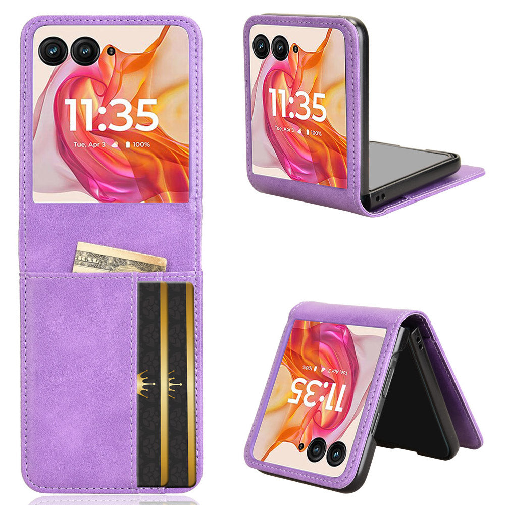 For Motorola Razr 50 Ultra 5G Wallet Case Shockproof Leather Phone Cover - Purple