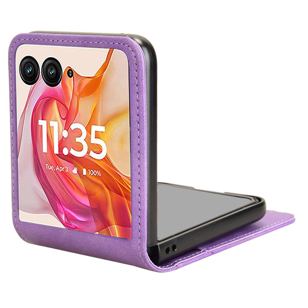 For Motorola Razr 50 Ultra 5G Wallet Case Shockproof Leather Phone Cover - Purple