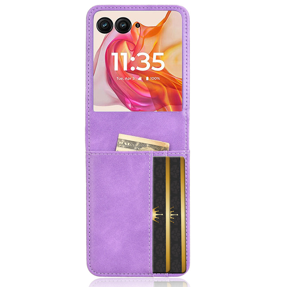 For Motorola Razr 50 Ultra 5G Wallet Case Shockproof Leather Phone Cover - Purple