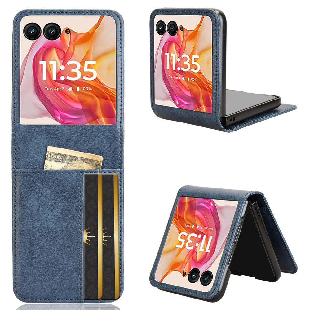 For Motorola Razr 50 Ultra 5G Wallet Case Shockproof Leather Phone Cover - Blue