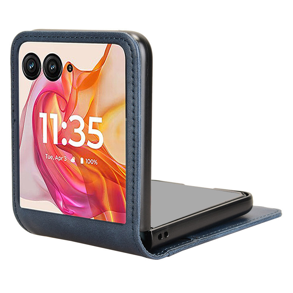 For Motorola Razr 50 Ultra 5G Wallet Case Shockproof Leather Phone Cover - Blue