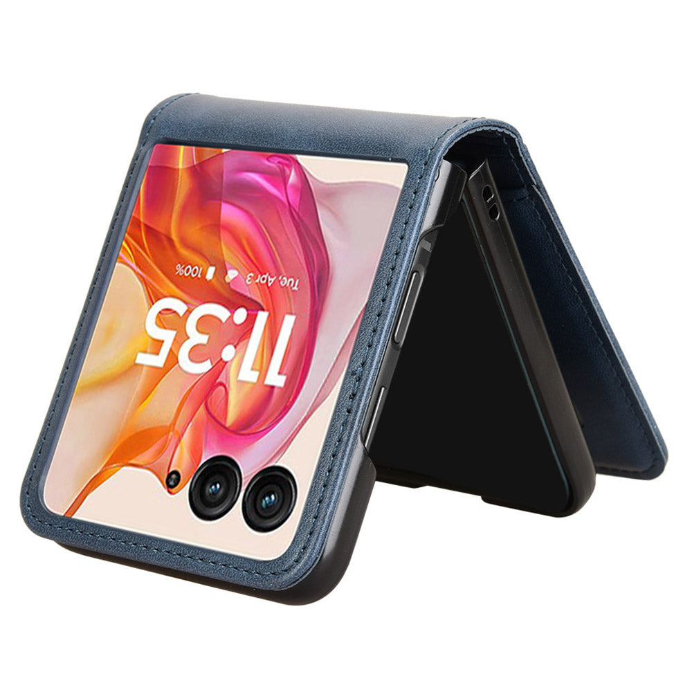 For Motorola Razr 50 Ultra 5G Wallet Case Shockproof Leather Phone Cover - Blue