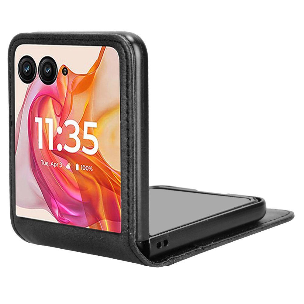 For Motorola Razr 50 Ultra 5G Wallet Case Shockproof Leather Phone Cover - Black
