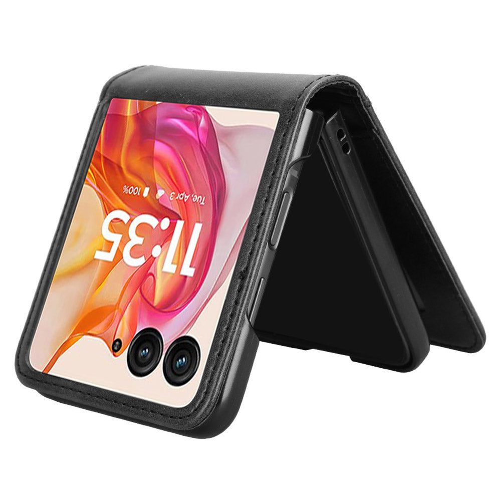 For Motorola Razr 50 Ultra 5G Wallet Case Shockproof Leather Phone Cover - Black