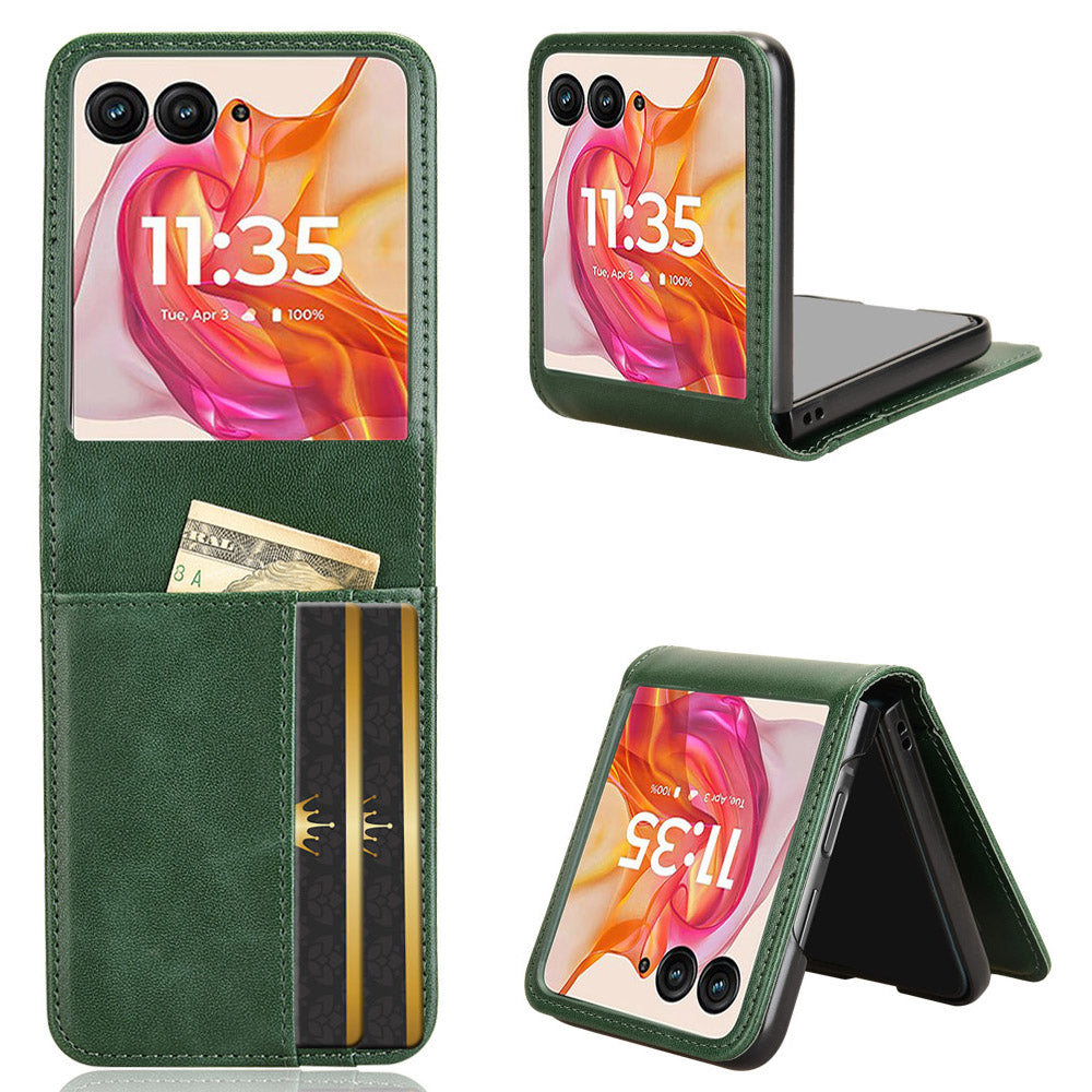 For Motorola Razr 50 Ultra 5G Wallet Case Shockproof Leather Phone Cover - Green
