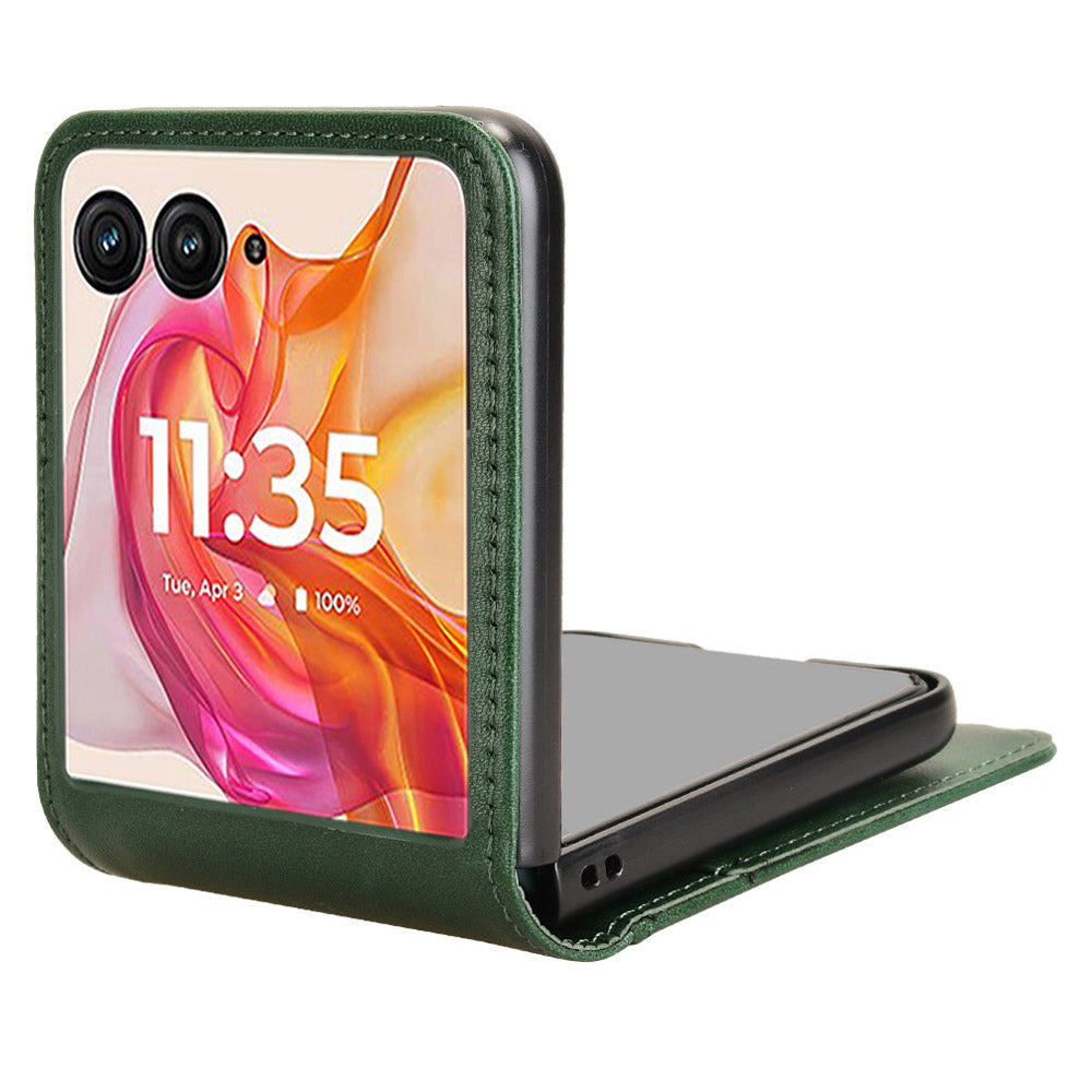 For Motorola Razr 50 Ultra 5G Wallet Case Shockproof Leather Phone Cover - Green