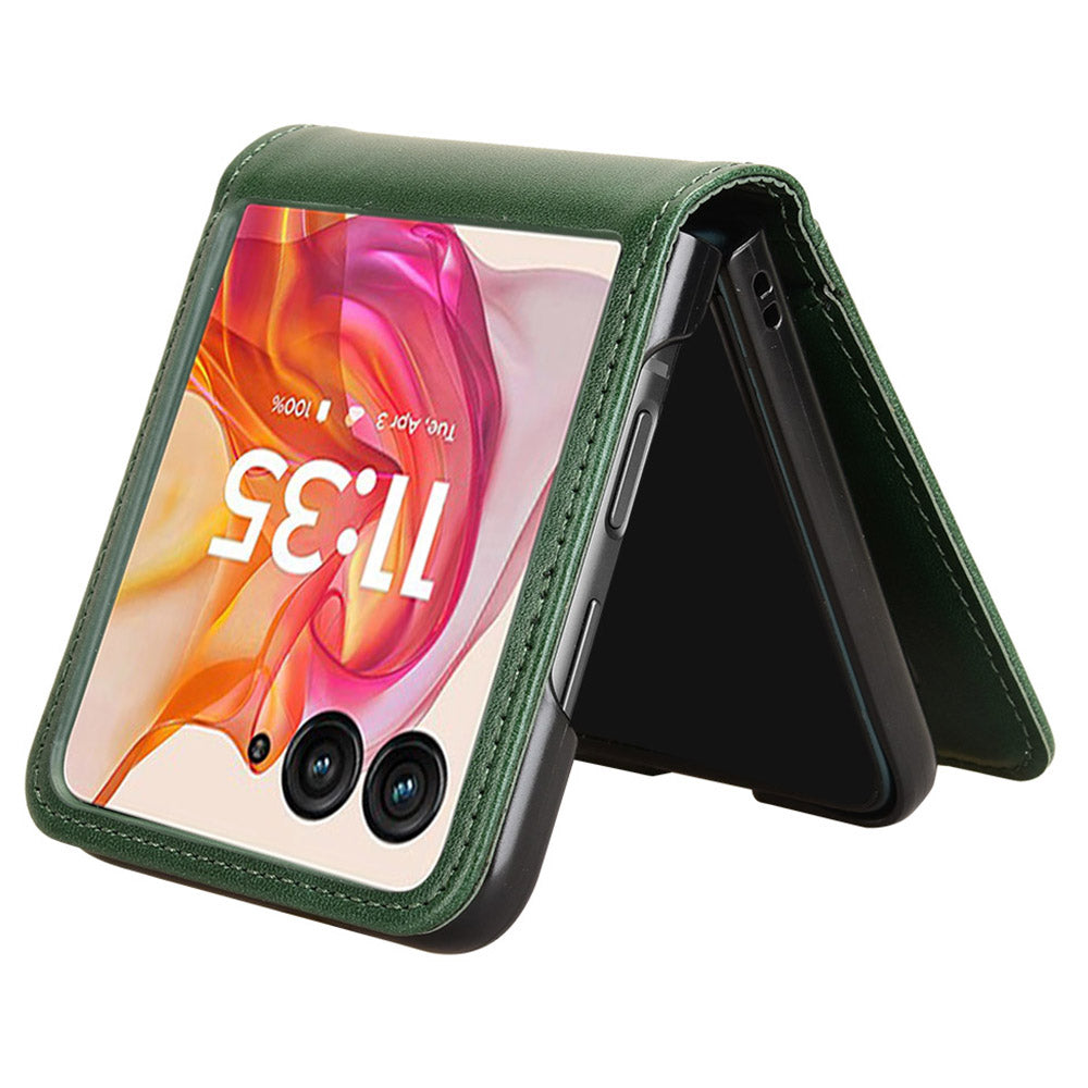 For Motorola Razr 50 Ultra 5G Wallet Case Shockproof Leather Phone Cover - Green