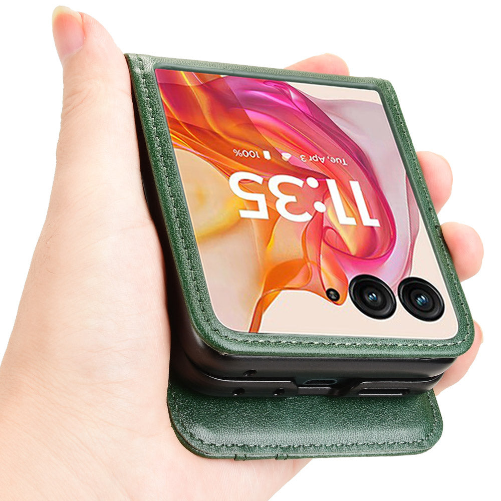 For Motorola Razr 50 Ultra 5G Wallet Case Shockproof Leather Phone Cover - Green