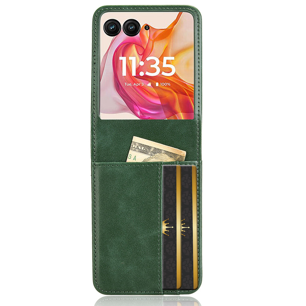 For Motorola Razr 50 Ultra 5G Wallet Case Shockproof Leather Phone Cover - Green