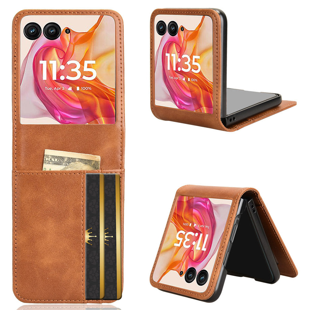 For Motorola Razr 50 Ultra 5G Wallet Case Shockproof Leather Phone Cover - Brown