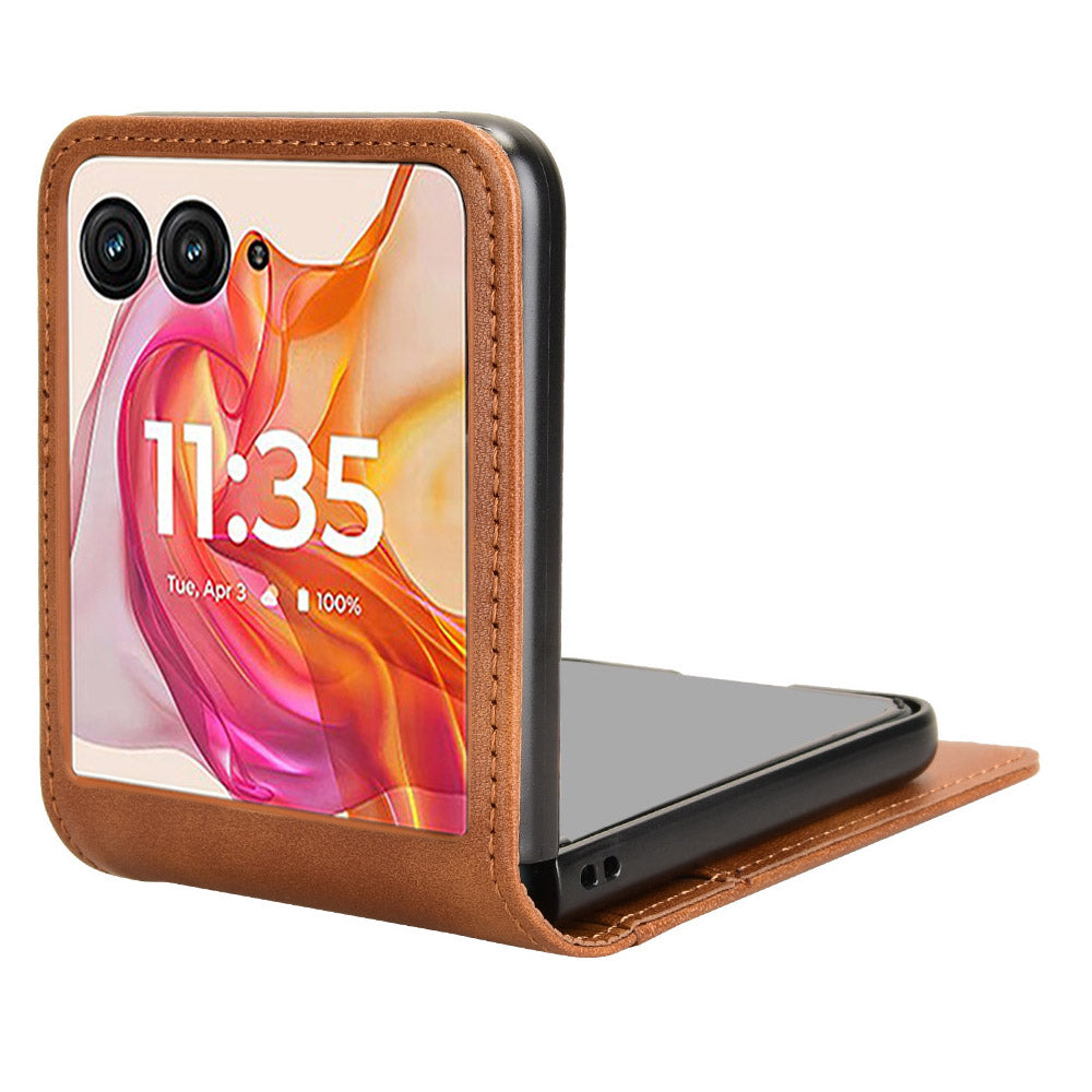 For Motorola Razr 50 Ultra 5G Wallet Case Shockproof Leather Phone Cover - Brown