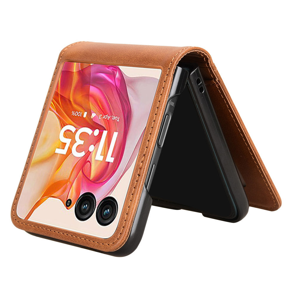 For Motorola Razr 50 Ultra 5G Wallet Case Shockproof Leather Phone Cover - Brown