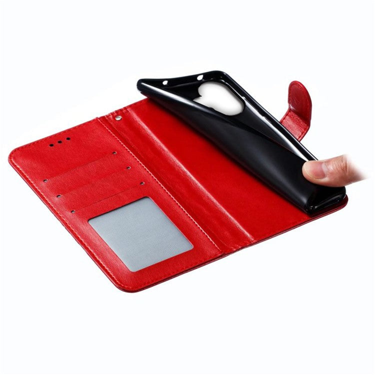 For iPhone 16 Plus Case PU Leather Mandala Imprinted Design Wallet Phone Cover - Red