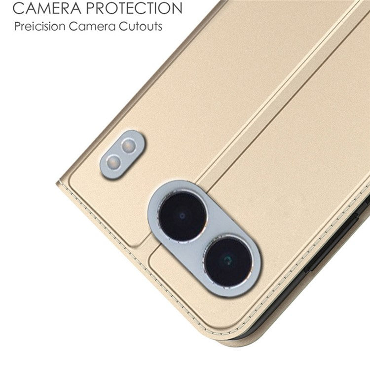 For OnePlus Nord 4 Case PU Leather Phone Cover with Card Holder Stand Magnetic Closure - Gold