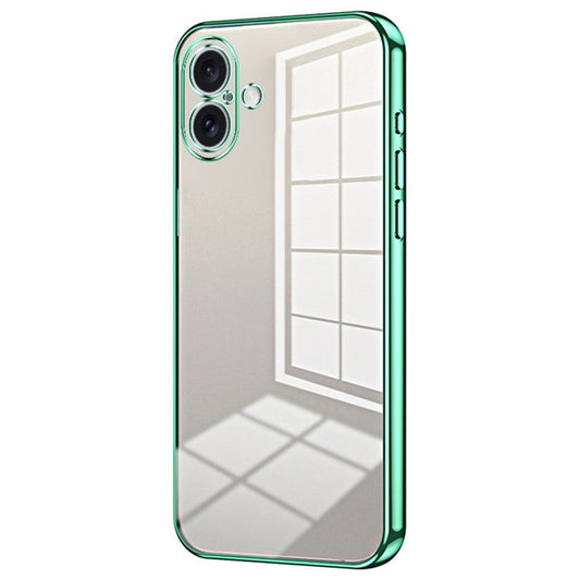 For iPhone 16 Plus Case Electroplating Frame Soft TPU Phone Cover - Green