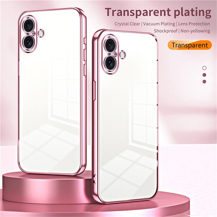 For iPhone 16 Plus Case Electroplating Frame Soft TPU Phone Cover - Green