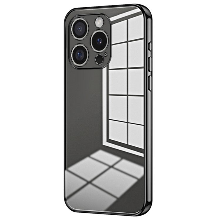 For iPhone 16 Pro Case Electroplating Frame Soft TPU Phone Cover - Black