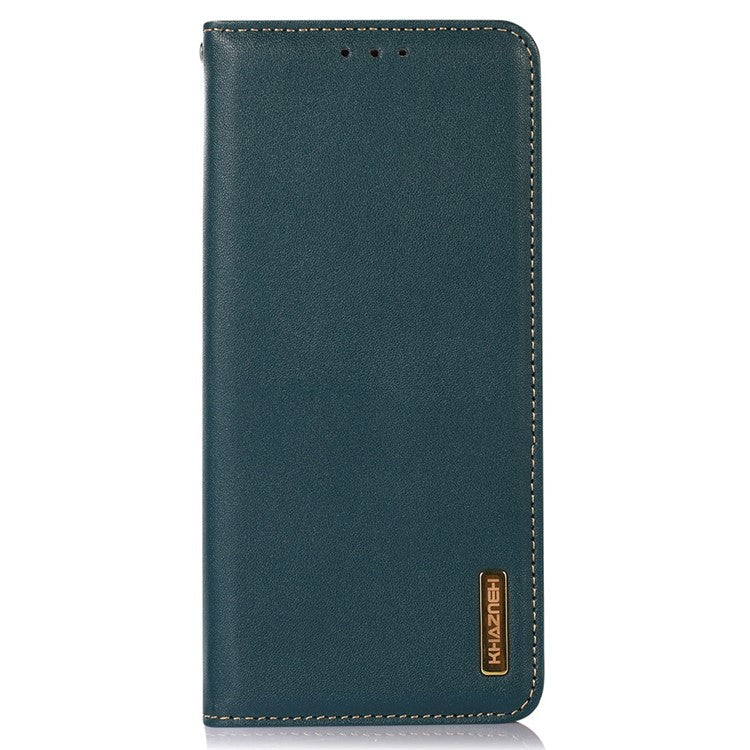 KHAZNEH For OnePlus Nord 4 Case Genuine Cow Leather Wallet Phone Cover Nappa Texture - Green