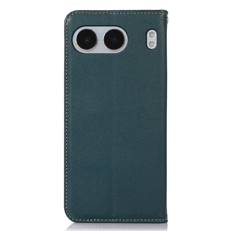 KHAZNEH For OnePlus Nord 4 Case Genuine Cow Leather Wallet Phone Cover Nappa Texture - Green