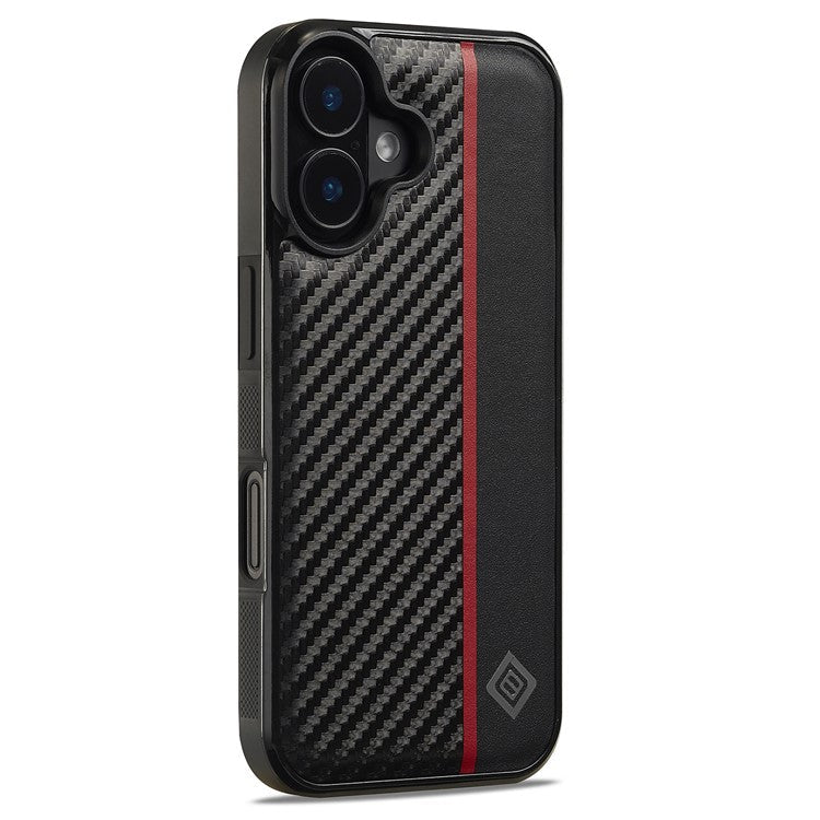 LC.IMEEKE For iPhone 16 Case Carbon Fiber Texture Leather+TPU+EVA Phone Cover