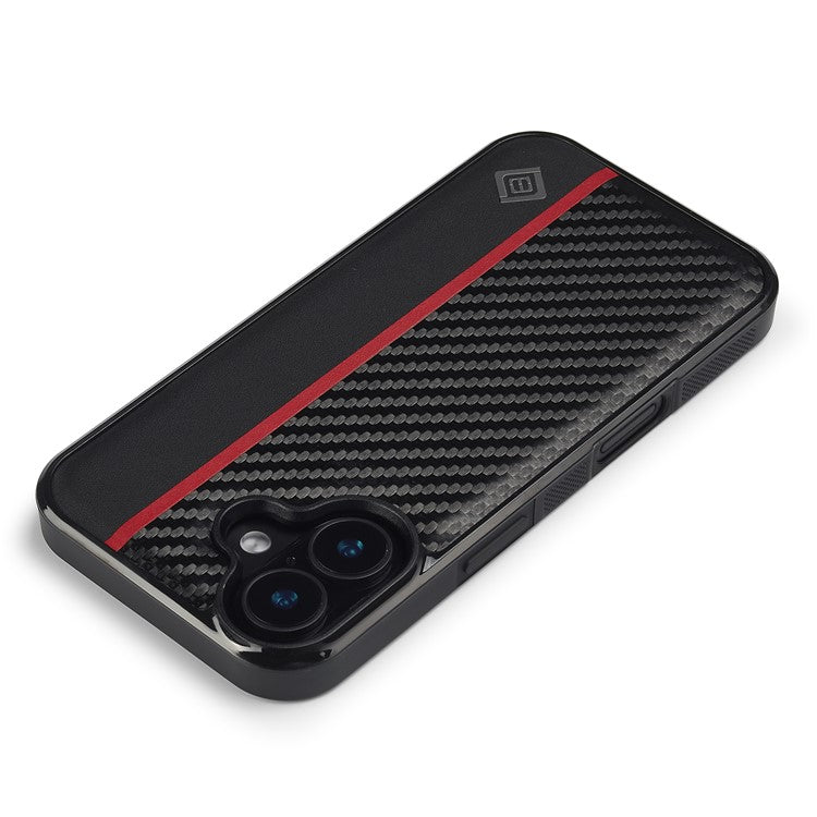 LC.IMEEKE For iPhone 16 Case Carbon Fiber Texture Leather+TPU+EVA Phone Cover