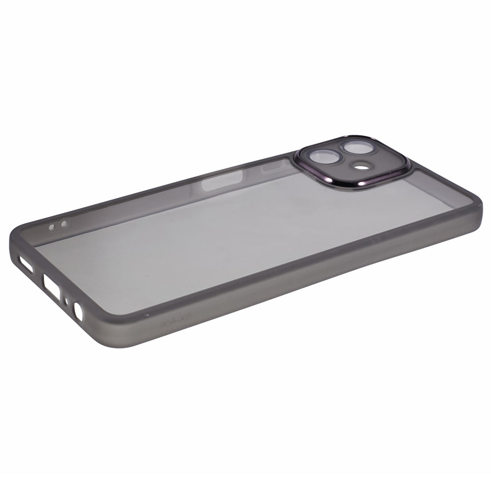 DKSM Series For Samsung Galaxy A06 Case Electroplated Camera Frame TPU Phone Cover - Transparent Black