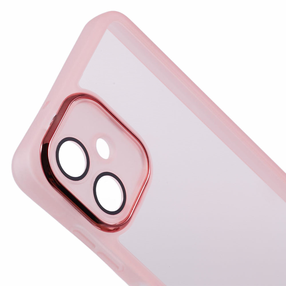 DKSM Series For Samsung Galaxy A06 Case Electroplated Camera Frame TPU Phone Cover - Transparent Pink