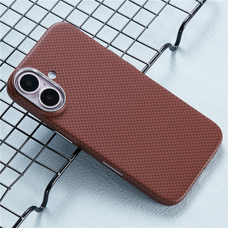 X-LEVEL For iPhone 16 Case Compatible with MagSafe Carbon Nanofiber+Metal Lens Frame Phone Cover - Red