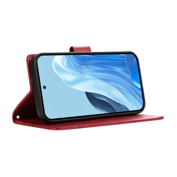DF-06 For Samsung Galaxy M35 5G Phone Case Line Imprint Leather Wallet Cover - Red