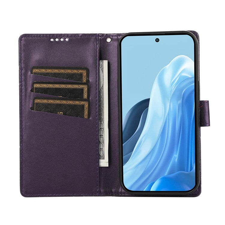 DF-06 For Samsung Galaxy M35 5G Phone Case Line Imprint Leather Wallet Cover - Purple