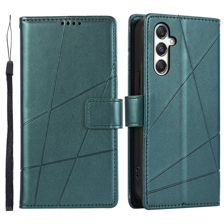 DF-06 For Samsung Galaxy M35 5G Phone Case Line Imprint Leather Wallet Cover - Green