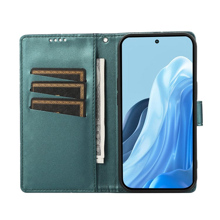 DF-06 For Samsung Galaxy M35 5G Phone Case Line Imprint Leather Wallet Cover - Green