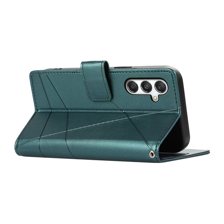 DF-06 For Samsung Galaxy M35 5G Phone Case Line Imprint Leather Wallet Cover - Green