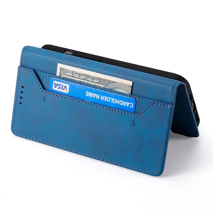 DF-05 For Samsung Galaxy M35 5G Wallet Case RFID Blocking PU Leather Phone Cover - Blue