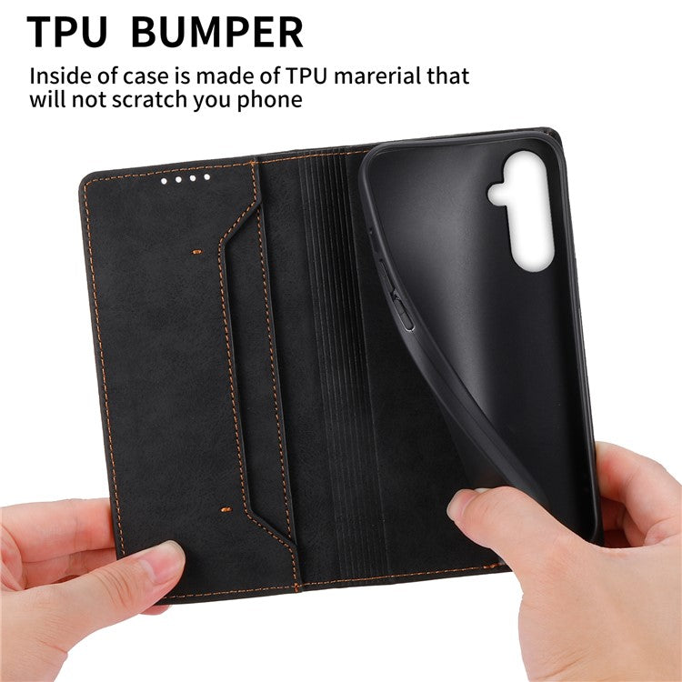 DF-05 For Samsung Galaxy M35 5G Wallet Case RFID Blocking PU Leather Phone Cover - Black