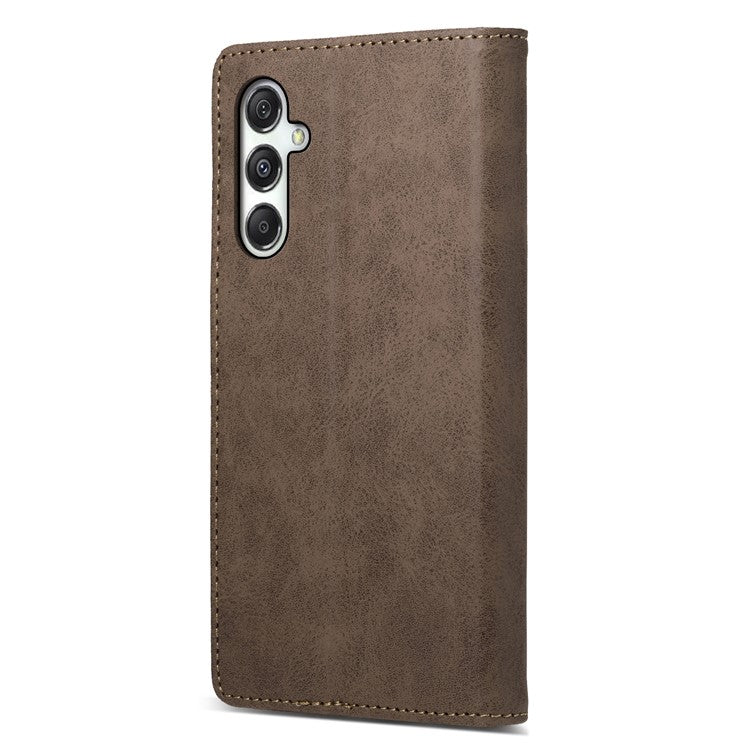 DF-05 For Samsung Galaxy M35 5G Wallet Case RFID Blocking PU Leather Phone Cover - Brown