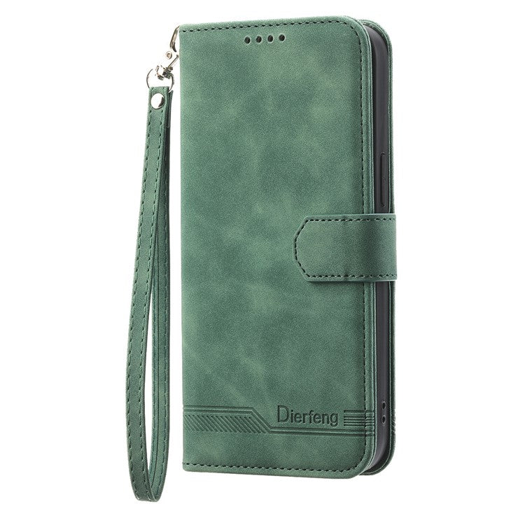 DIERFENG DF-03 For Samsung Galaxy M35 5G Leather Case Lines Imprint Wallet Phone Cover - Green