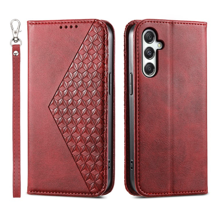 For Samsung Galaxy M35 5G Case Calf Texture PU Leather Phone Cover with Wallet - Red