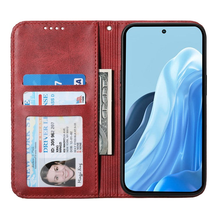 For Samsung Galaxy M35 5G Case Calf Texture PU Leather Phone Cover with Wallet - Red