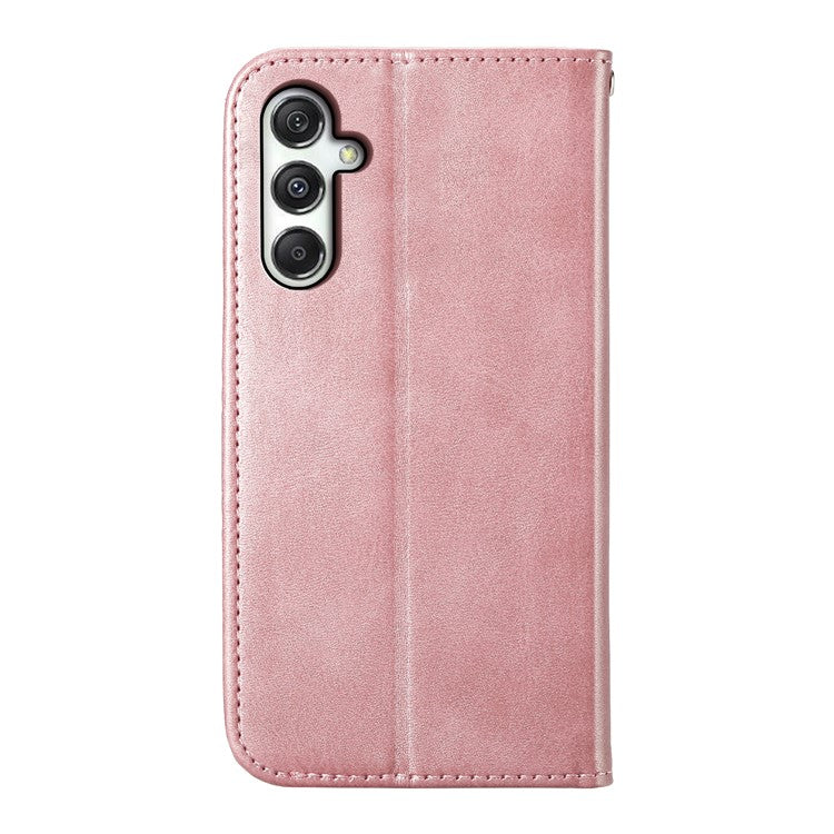 For Samsung Galaxy M35 5G Case Calf Texture PU Leather Phone Cover with Wallet - Rose Gold