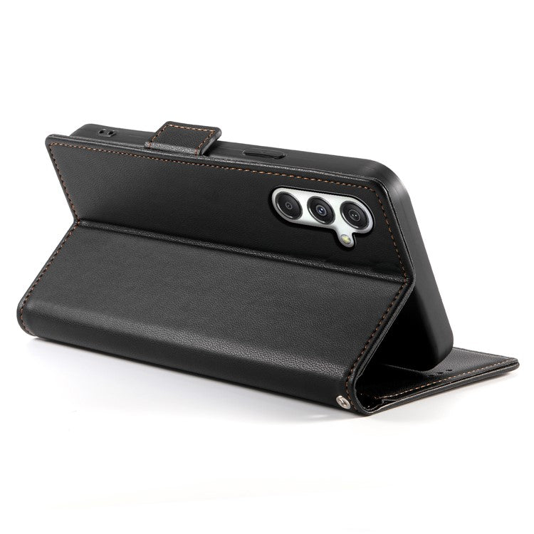 DF-010 For Samsung Galaxy M35 5G Stand Case PU Leather Wallet Phone Cover - Black