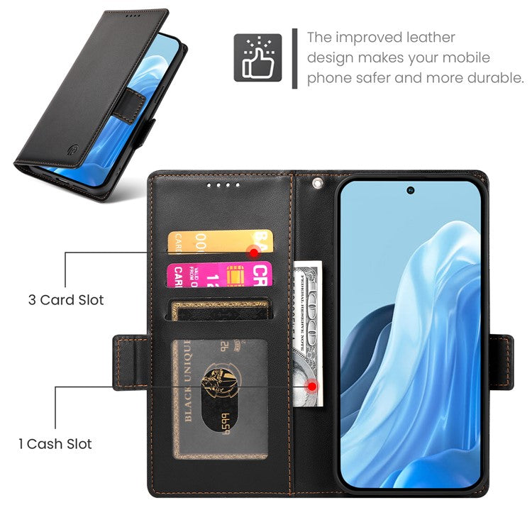 DF-010 For Samsung Galaxy M35 5G Stand Case PU Leather Wallet Phone Cover - Black