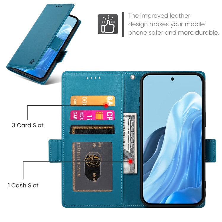 DF-010 For Samsung Galaxy M35 5G Stand Case PU Leather Wallet Phone Cover - Blue
