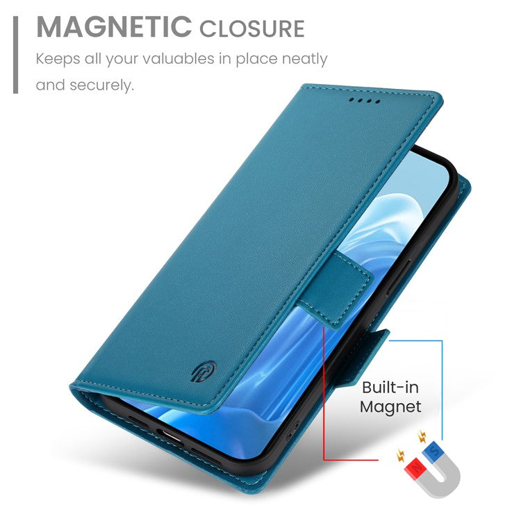 DF-010 For Samsung Galaxy M35 5G Stand Case PU Leather Wallet Phone Cover - Blue