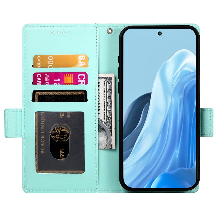 DF-010 For Samsung Galaxy M35 5G Stand Case PU Leather Wallet Phone Cover - Mint Green