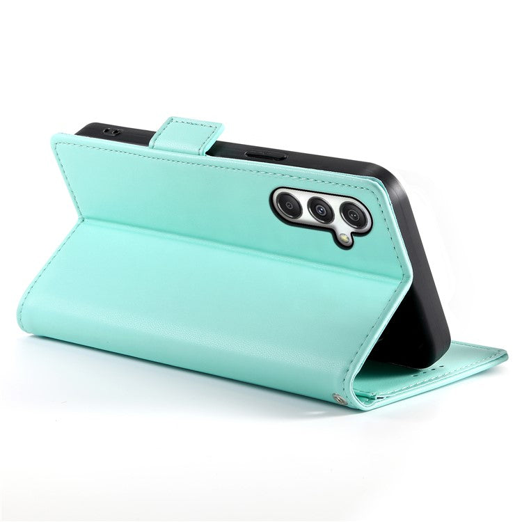 DF-010 For Samsung Galaxy M35 5G Stand Case PU Leather Wallet Phone Cover - Mint Green