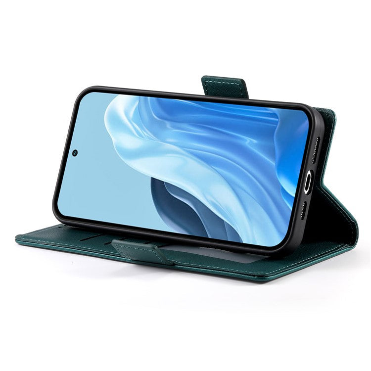 DF-010 For Samsung Galaxy M35 5G Stand Case PU Leather Wallet Phone Cover - Blackish Green