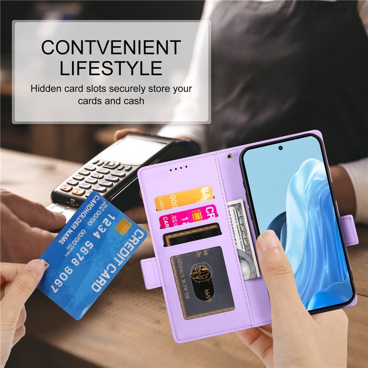 DF-010 For Samsung Galaxy M35 5G Stand Case PU Leather Wallet Phone Cover - Purple