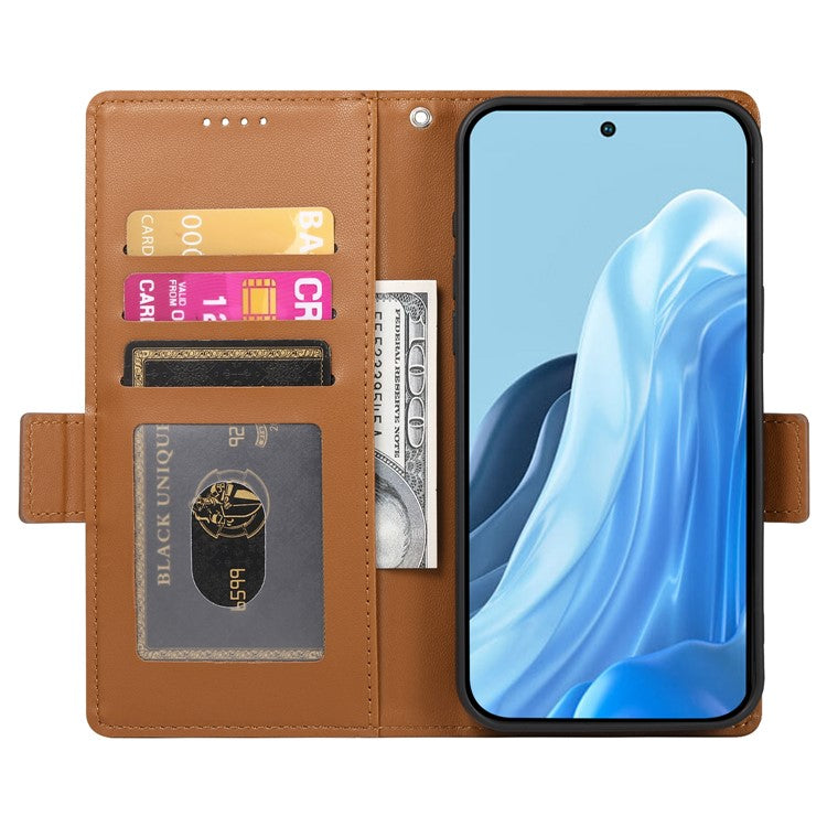 DF-010 For Samsung Galaxy M35 5G Stand Case PU Leather Wallet Phone Cover - Brown